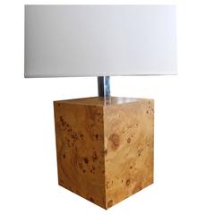 Chunky Burled Modern Maple Desk Lamp in the Style of Milo Baughman