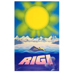 Original Vintage Travel Poster Advertising Rigi - Mountains in the Swiss Alps