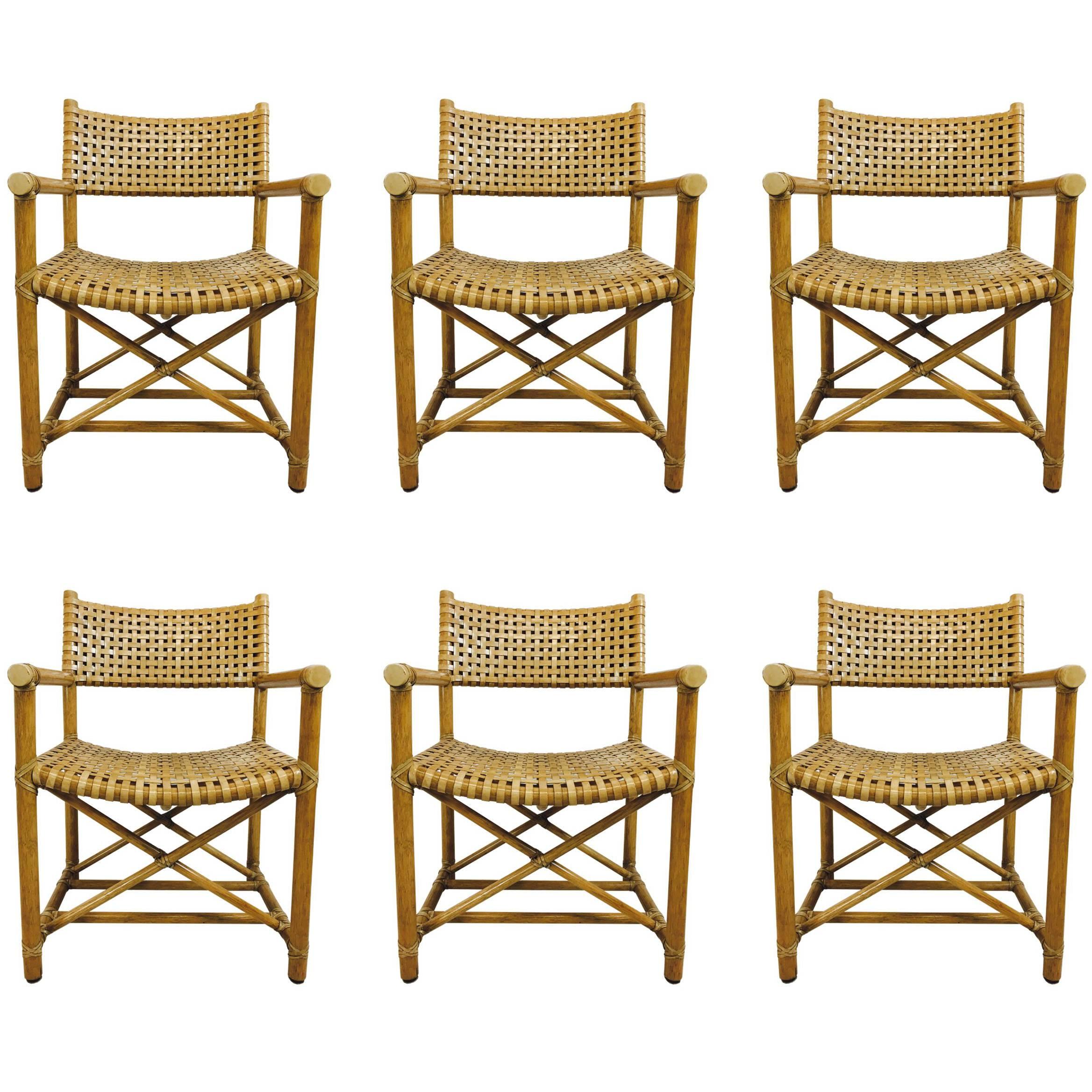 Set of Six Rattan Dining Chairs by McGuire