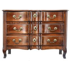 Fine 18th Century French Serpentine Walnut Commode Chest of Drawers