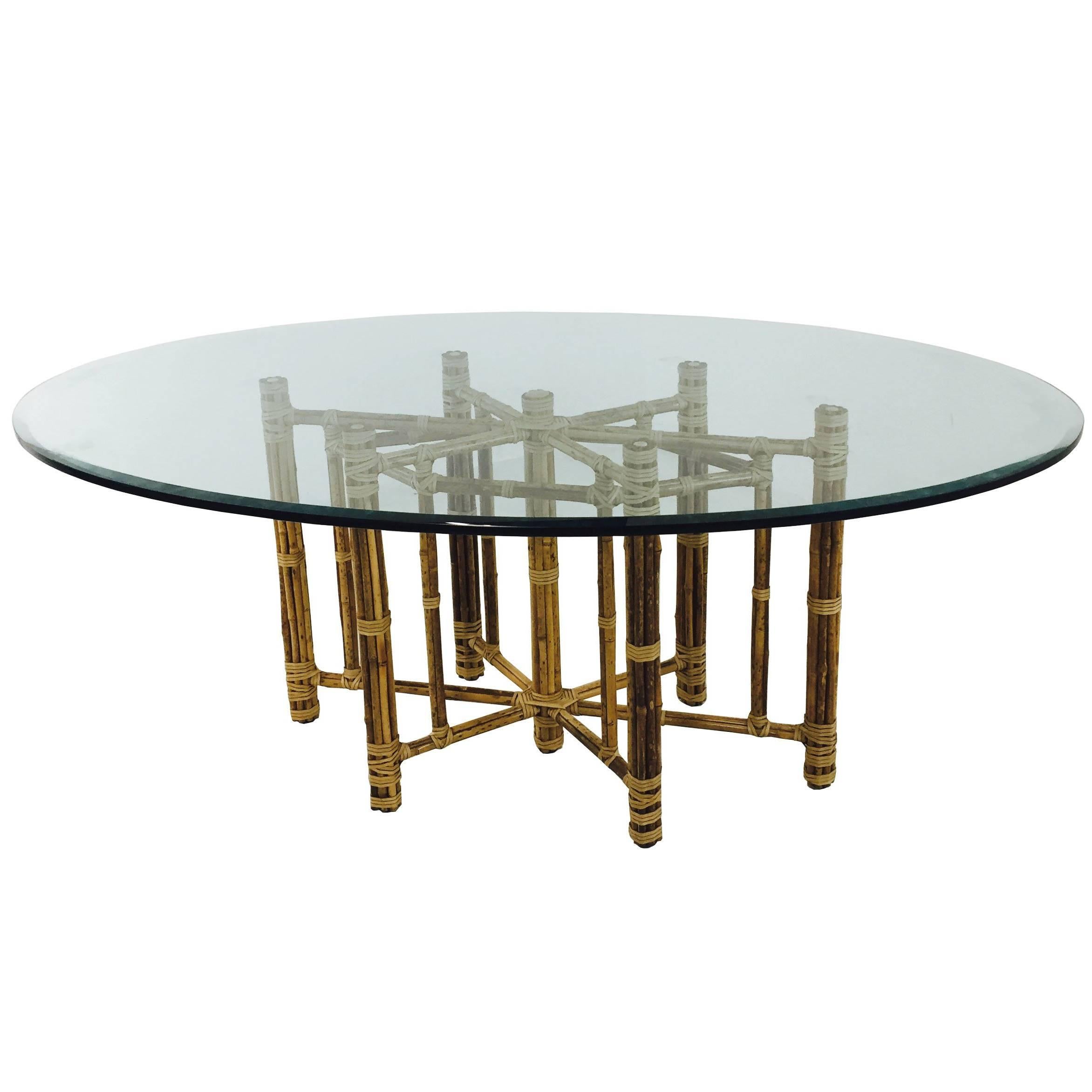 Bamboo Oval Glass Dining Table by McGuire