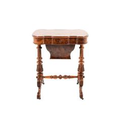 Antique Burl Walnut Lady’s Vanity and Work Table, circa 1860