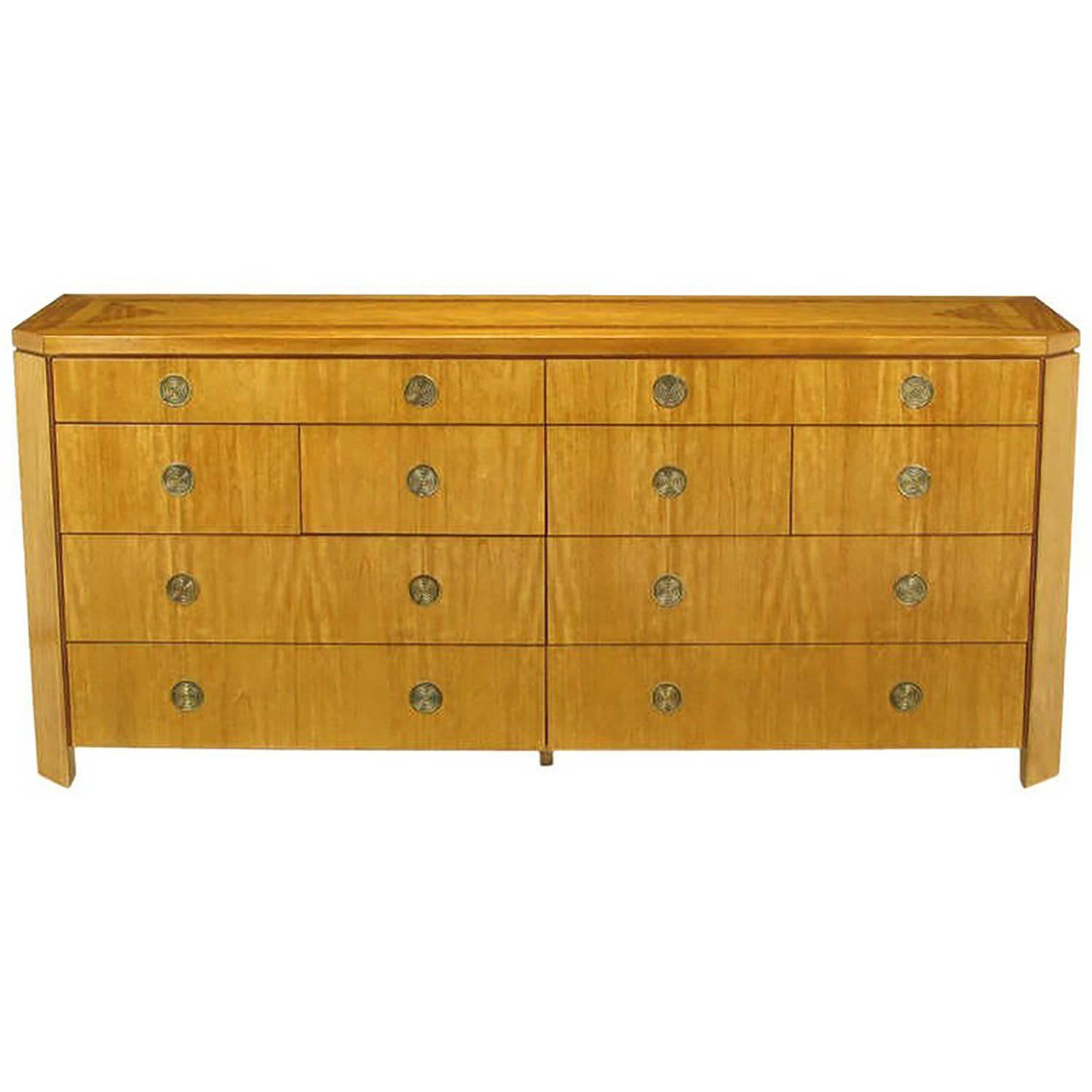 Charles Pfister for Baker Primavera Parquetry Inlaid Ten-Drawer Dresser
