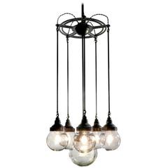 Vintage Six Globe Armory Chandelier