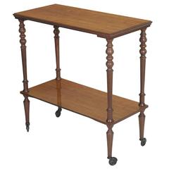 Mid-Century Modern Italian Sliding Side Table in Mahogany and Turned Legs 5