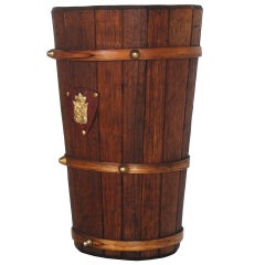 Art Deco Umbrella Stand with Coat of Arms, in Oak and Curved Beech