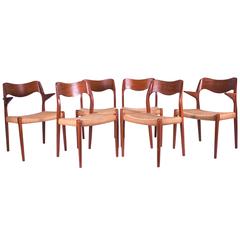 Beautiful Set of Six N.O.Møller No 71 Teak Dining Chairs