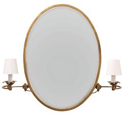 Bronze Adjustable Oval Mirror Wall Light by William Lipton Lighting, France