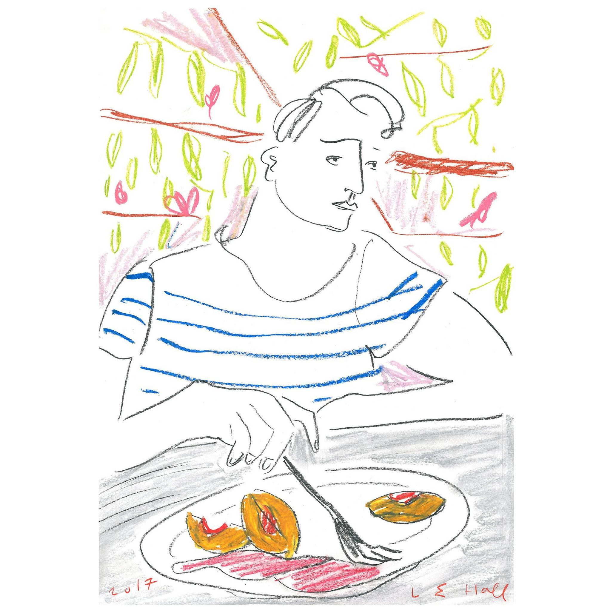'Peaches and Prosciutto on an Italian Terrace' Original Artwork