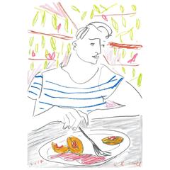 'Peaches and Prosciutto on an Italian Terrace' Original Artwork