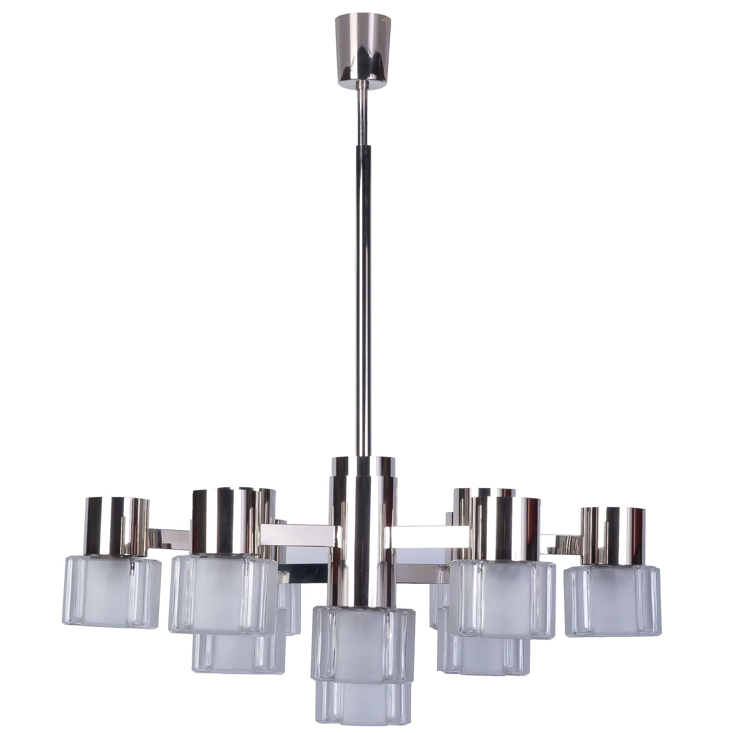 Luxe Mid-Century Cubist Chandelier by Sciolari