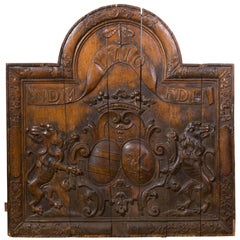 Fireback Model in Carved Wood, with Famous Coat of Arms, Dated 1710