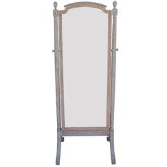 Free Standing French Mirror with Blonde Bleached Wood Frame