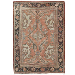 Antique Oushak Rug from Turkey with Central Medallion and Sub-Geometric Elements