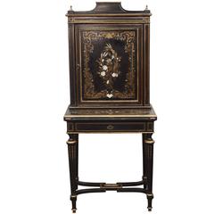 Napoleon III Louis XV Revival Ormolu Mounted Ebonized Bonheur Du Jour