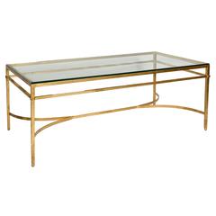 Hollywood Regency Gilt and Glass Top Coffee Table 12
