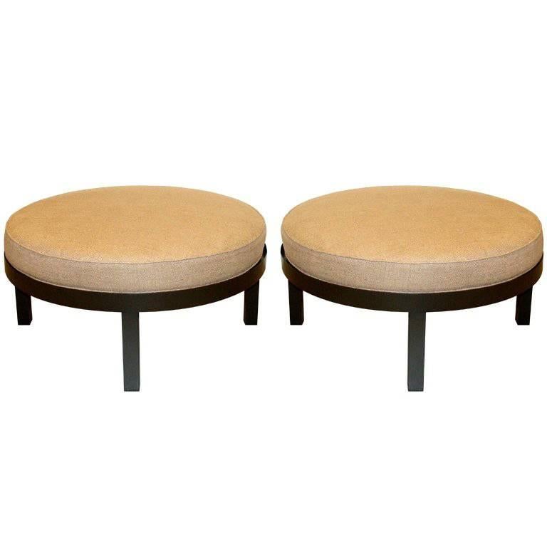Two Low Stools or Poufs