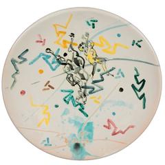 Decorative Plate by Agenore Fabbri Decorated Ceramic and Enamel, Italy, 1950s