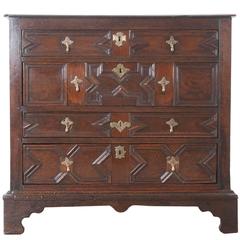 Antique 18th Century English Jacobean Oak Chest of Drawers