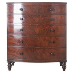 Antique English 19th Century Mahogany Bow Front Chest of Drawers