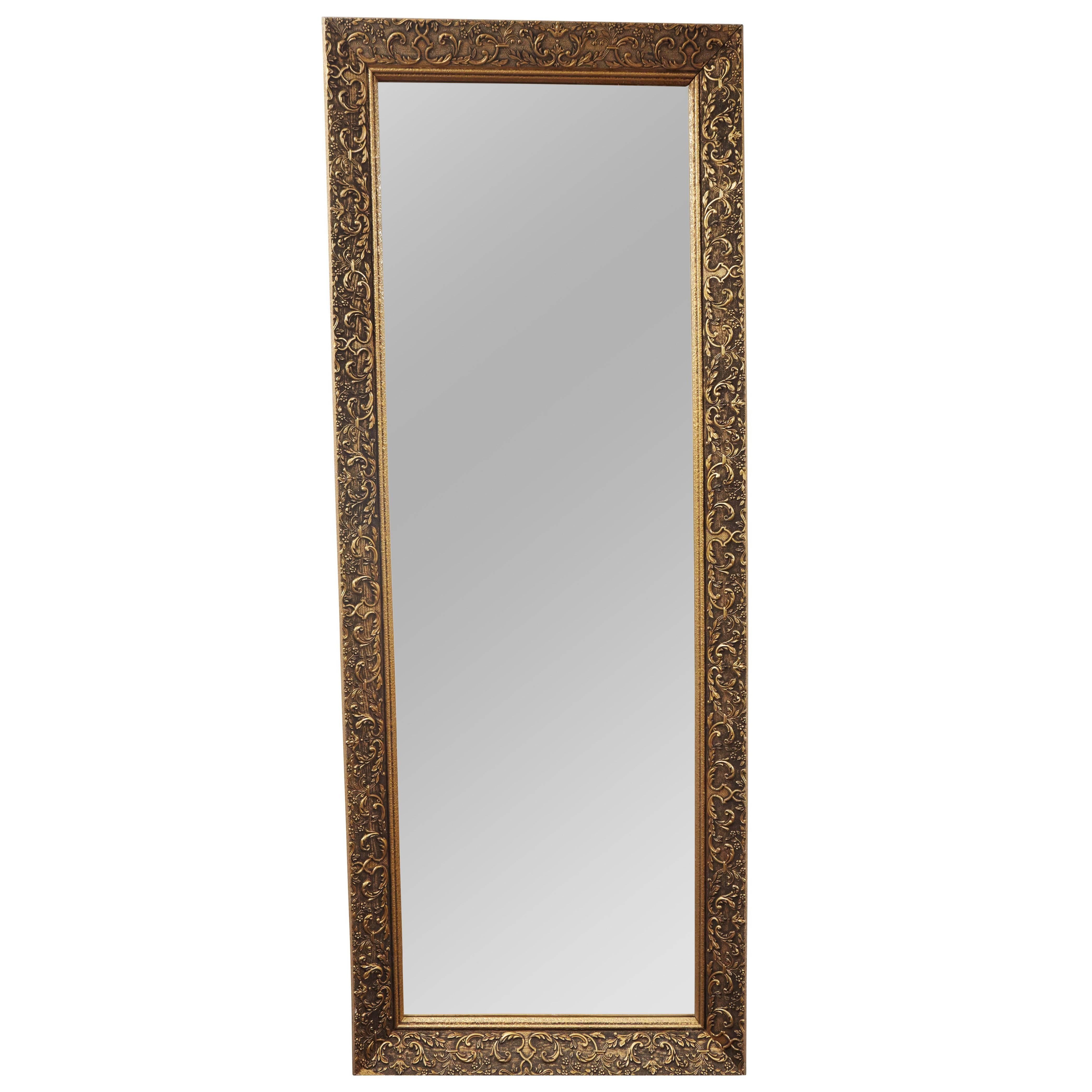 Long Gilded Mirror, circa 1910 For Sale