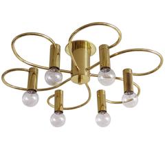 German Six-Arm Flush Mount Chandelier 10