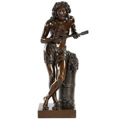 “Improvisateur” Used French Bronze Sculpture by François-Joseph Duret