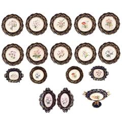 English Victorian Ridgway Blue-Ground Porcelain Dessert Service 8
