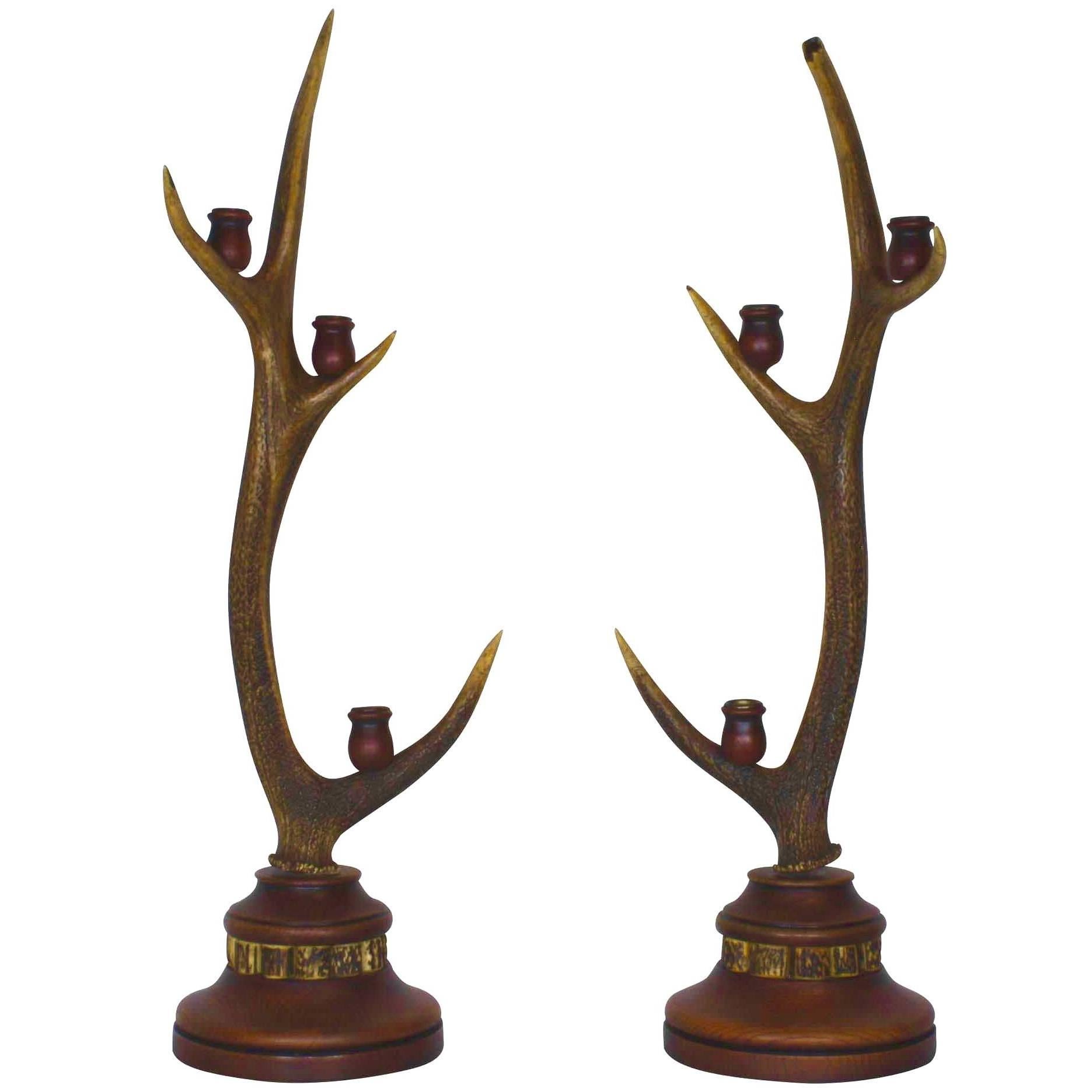 Red Stag Candelabra, Set of Two