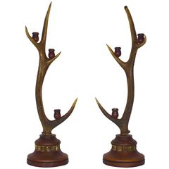 Red Stag Candelabra, Set of Two