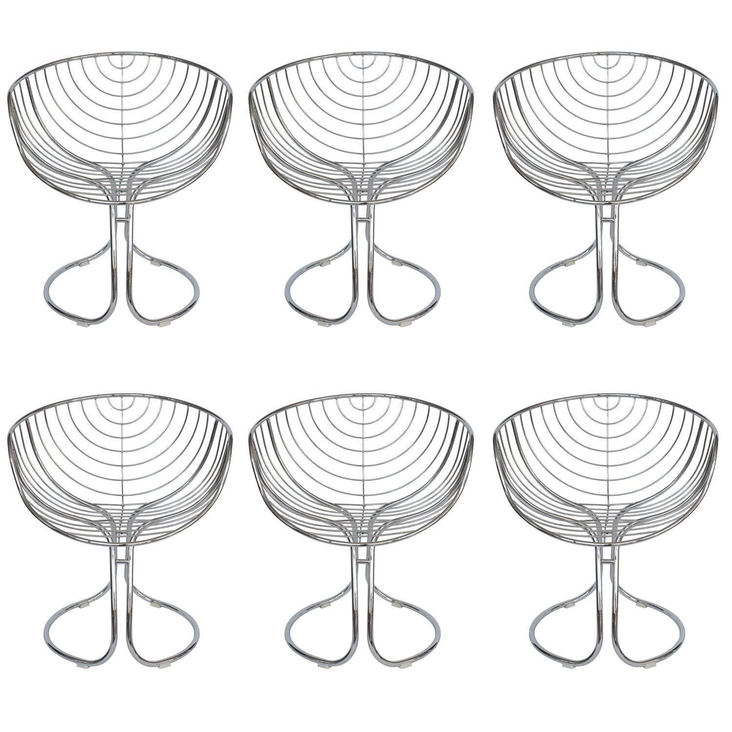 Set of Six Pan Am Chrome Dining Chairs