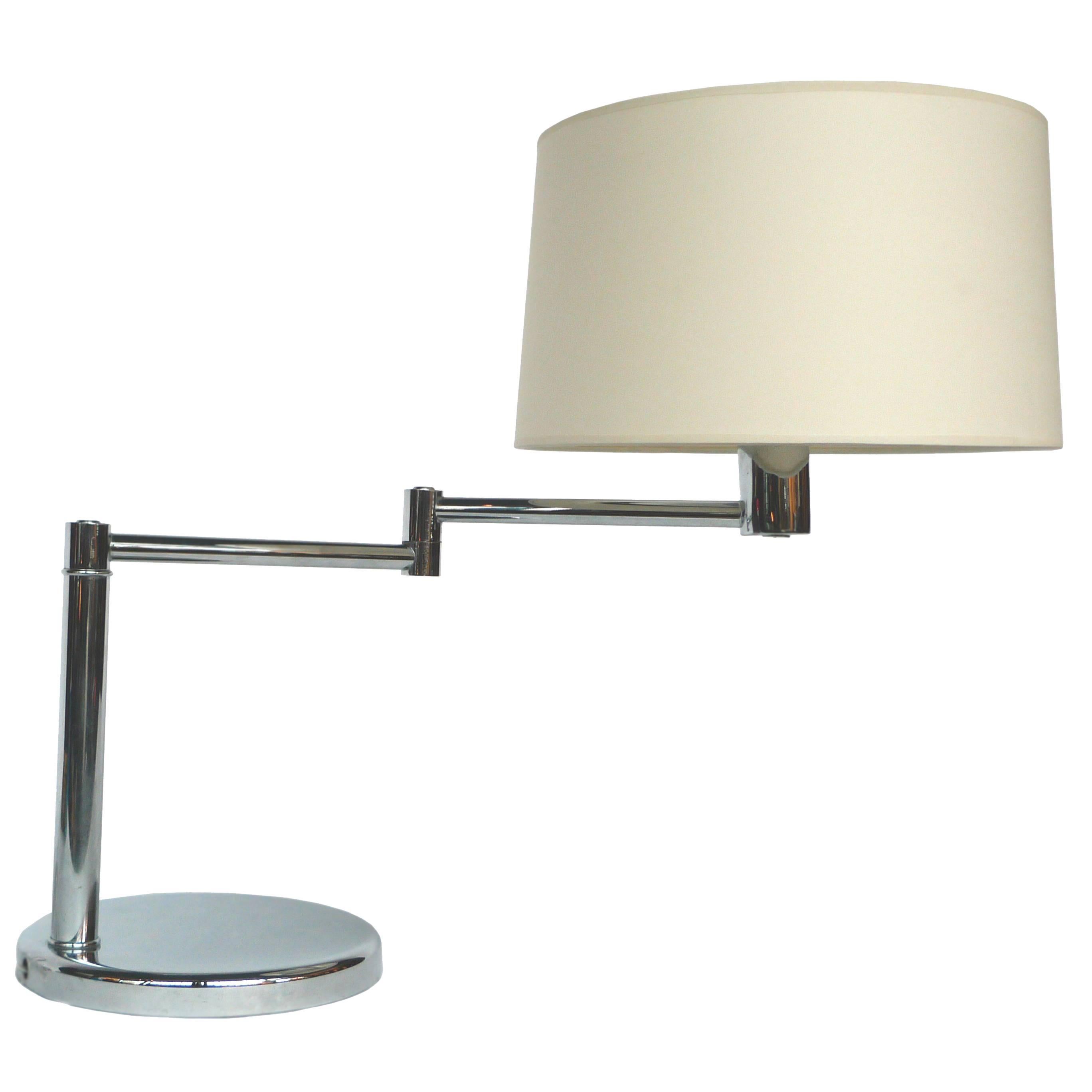 Midcentury Chrome Swing-Arm Desk Lamp by Walter Von Nessen