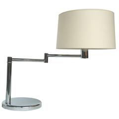 Retro Midcentury Chrome Swing-Arm Desk Lamp by Walter Von Nessen