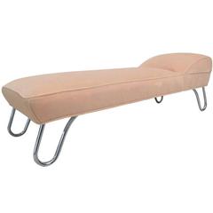 Rare, 1920s, KEM Weber, Streamline Moderne Chaise/Daybed Polished Chrome Mohair 12
