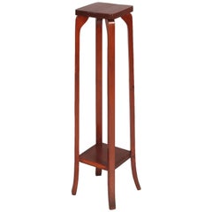 Italian Art Nouveau Pedestal Column in Walnut Restored and Polished to Shellac