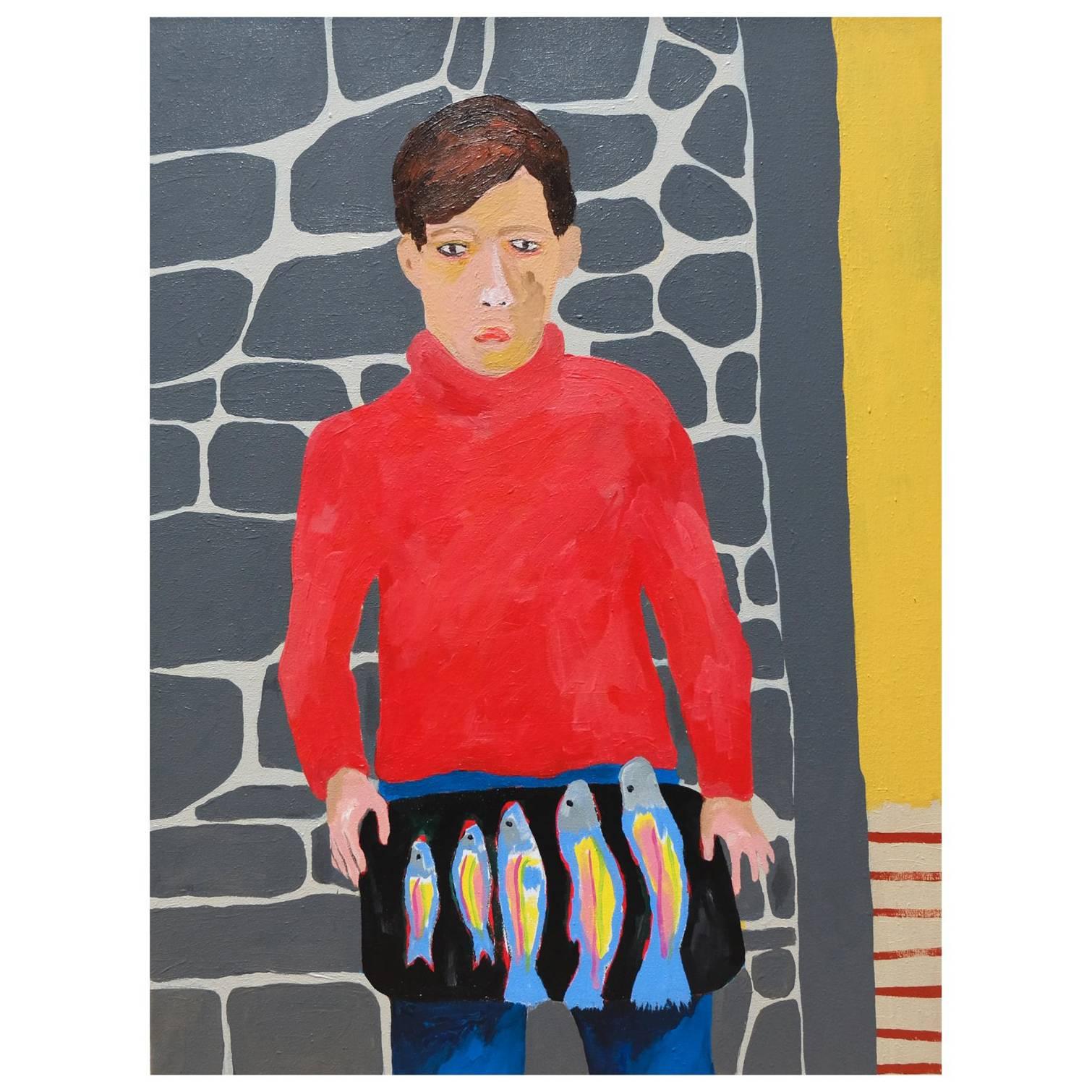 'Philip and the Fish' Portrait Painting by Alan Fears Pop Art