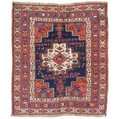 Antique Persian Afshar Carpet with Stylized Chrysanthemums and Vase Design