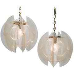 Pair of Lucite and Nylon String Pendants by Paul Secon for Sompex