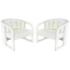 Pair of Milo Baughman Style Parson Lounge Armchairs