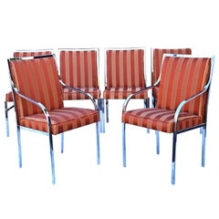 Six Pierre Cardin Chrome Mid-Century Modern Dining Milo Baughman Style Chairs