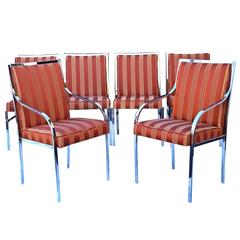Six Pierre Cardin Chrome Mid-Century Modern Dining Milo Baughman Style Chairs 8