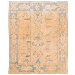 Fantastic Oushak Rug in Orange, Pink, Aqua Blue Green