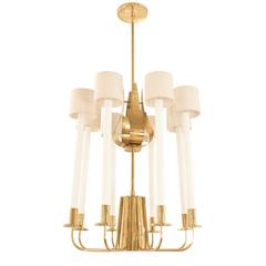 Tommi Parzinger Large Elegant Brass Chandelier, 1960s