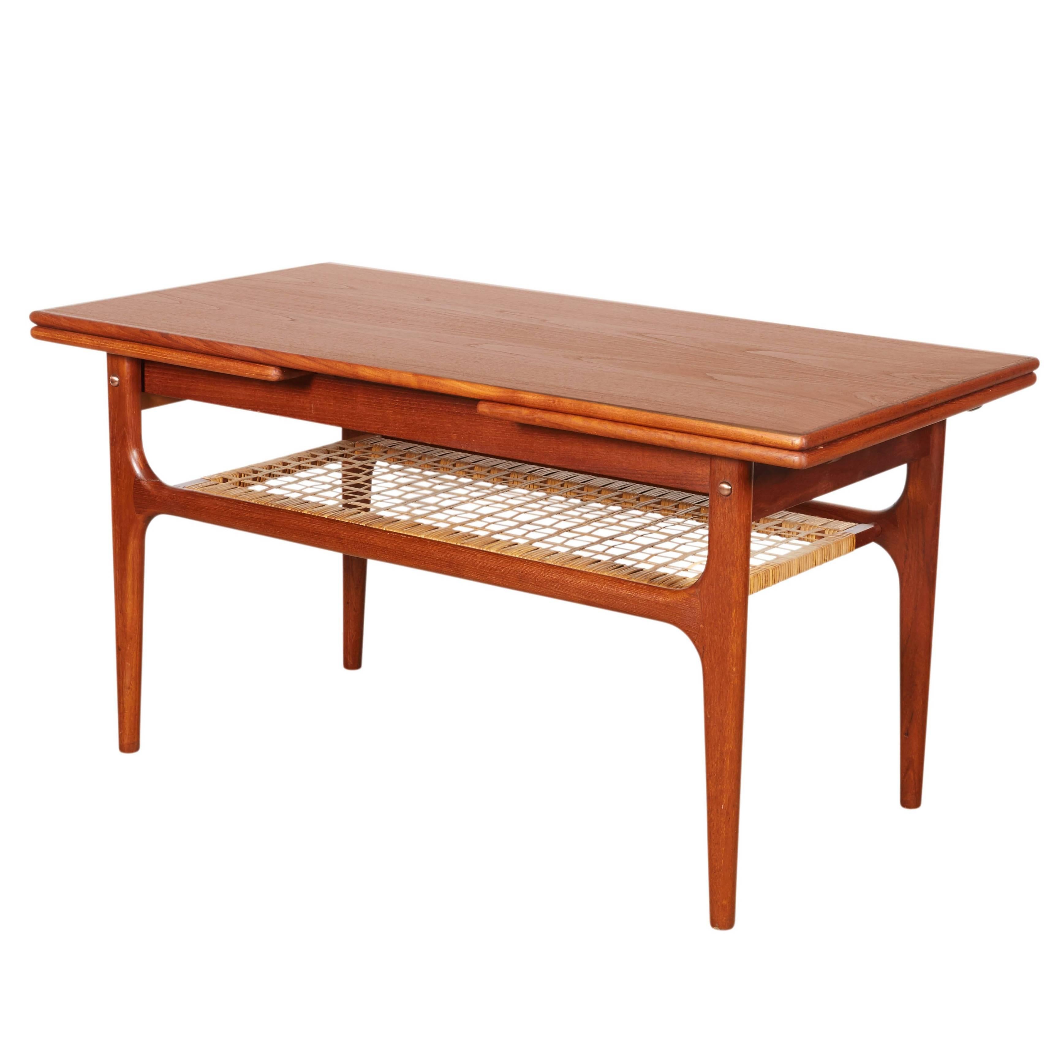 Mid-Century Modern Teak Coffee Table with Two Leaves