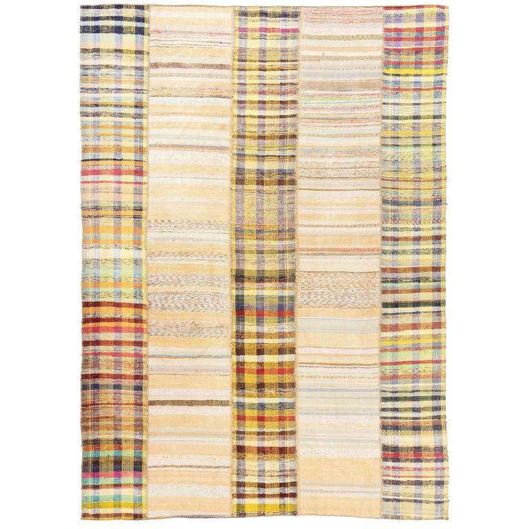 Striped Cotton Kilim, FlatWeave Rug For Sale at 1stdibs
