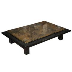 Large Gold and Black Lacquered Tiered Sofa Table 8