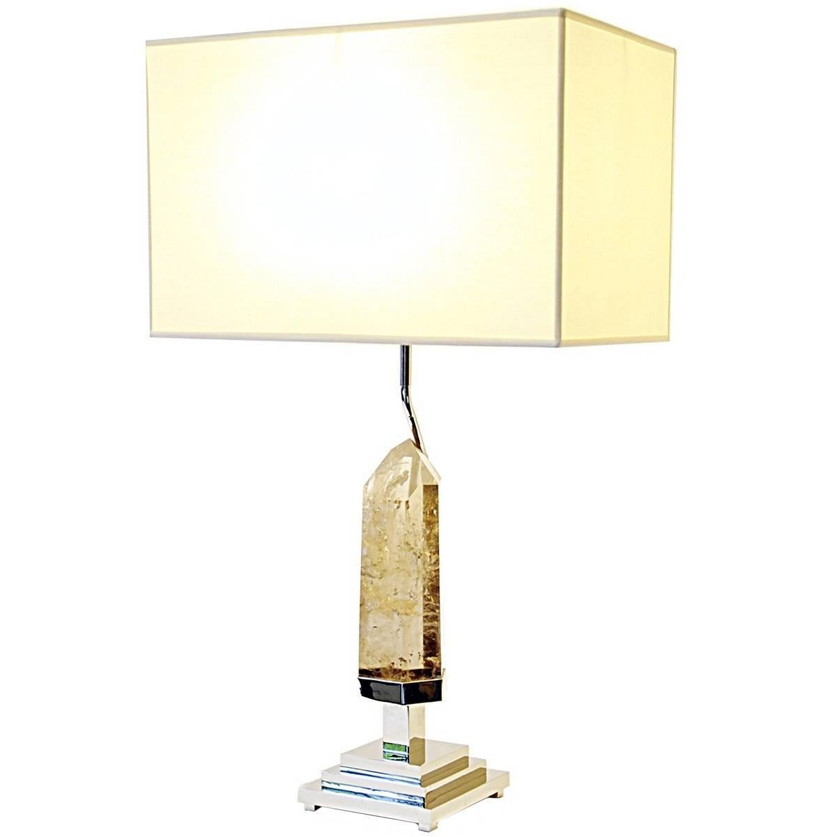 Elevated Light Smoky Quartz Table Lamp