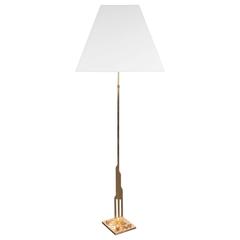 Mid-Century Modernist Floor Lamp in Polished Brass with Custom Lucite Shade 3