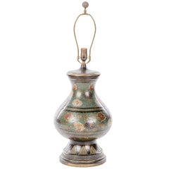Antique Floral Cloisonne Vase Lamp