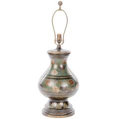 Antique Floral Cloisonne Vase Lamp